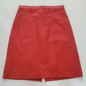 Vintage‎ Tannery West red leather midi skirt pencil bodycon western boho small 6